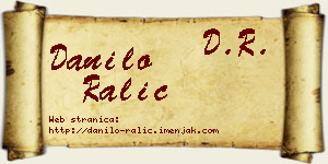 Danilo Ralić vizit kartica